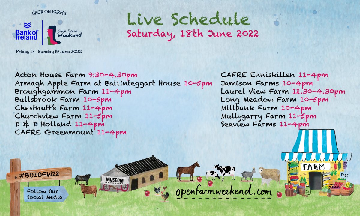BOIopenfarm's tweet photo. 🧑‍🌾FARM UPDATE🧑‍🌾Bank of Ireland Open Farm Weekend is taking place this Friday, Sat &amp; Sun. Here are the days/times farms will be open. As times vary per farm &amp; some farms are only open for school's on Friday, please check to avoid disappointment. Full info👉https://t.co/YzW7yhyB0o https://t.co/9ZG0vM0jUq