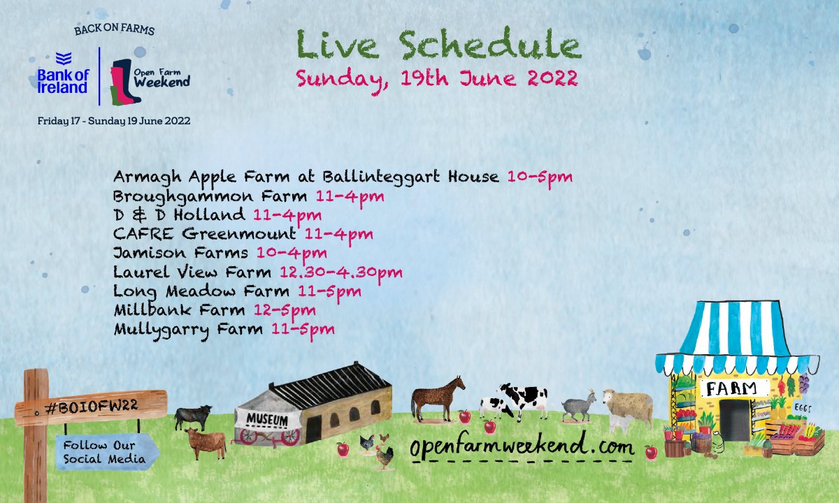 BOIopenfarm's tweet photo. 🧑‍🌾FARM UPDATE🧑‍🌾Bank of Ireland Open Farm Weekend is taking place this Friday, Sat &amp; Sun. Here are the days/times farms will be open. As times vary per farm &amp; some farms are only open for school's on Friday, please check to avoid disappointment. Full info👉https://t.co/YzW7yhyB0o https://t.co/9ZG0vM0jUq