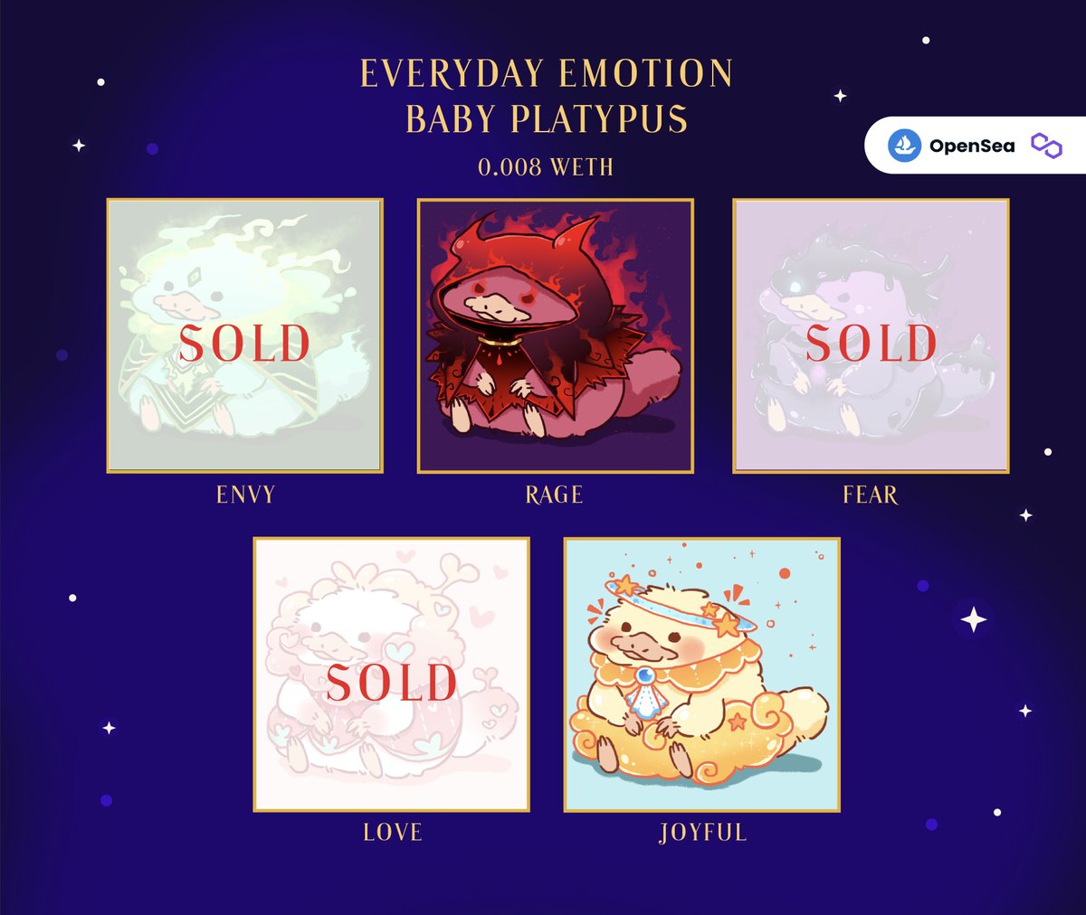 ✨ Everyday emotion ✨
         Baby Platypus

Enjoy all the feeling

🪙0.008 WETH (Polygon)
👉Now on Opensea
opensea.io/collection/bab…

#NFTCommmunity #NFTTHAILAND  #NFTJapan #nftcollector #NFT #nftpolygon