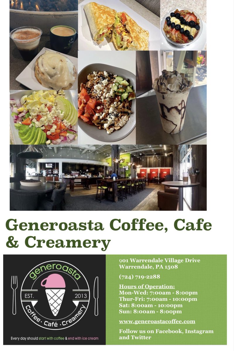 Generoasta's tweet image. #generoasta #coffee #cafe #icecream ☕️🍪🥗🌯🍨🍦