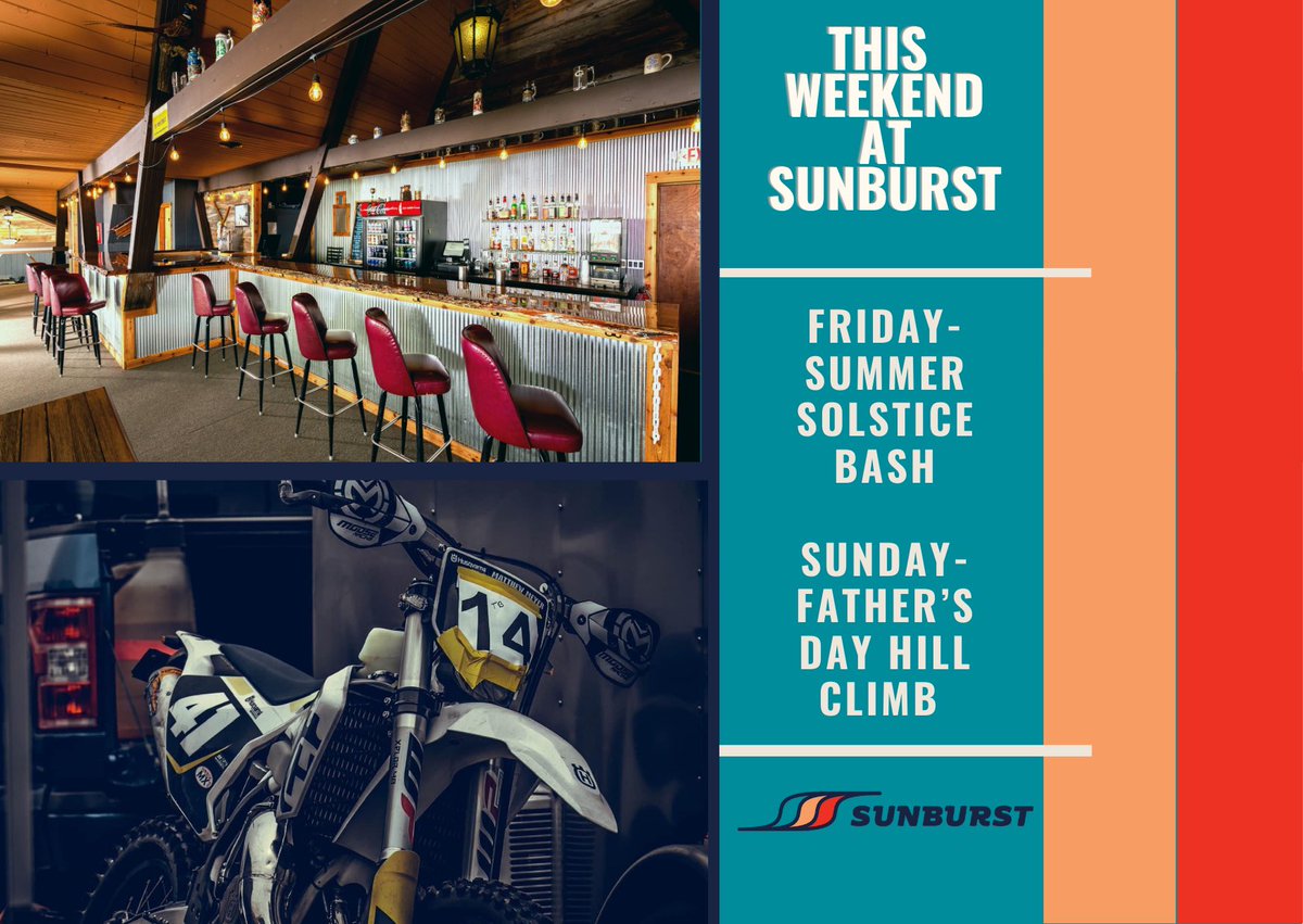 A HUGE Father’s Day weekend coming 
to Sunburst! 

Starting on Friday at 5pm, you can get your Season Pass for the LOWEST PRICE OF THE YEAR! Come to 
the Bash and get it for only $189!

On Sunday, come to the Kettle Moraine Sport Riders 
Hill Climb! 

Hill Climb 📸: Josh Wiese