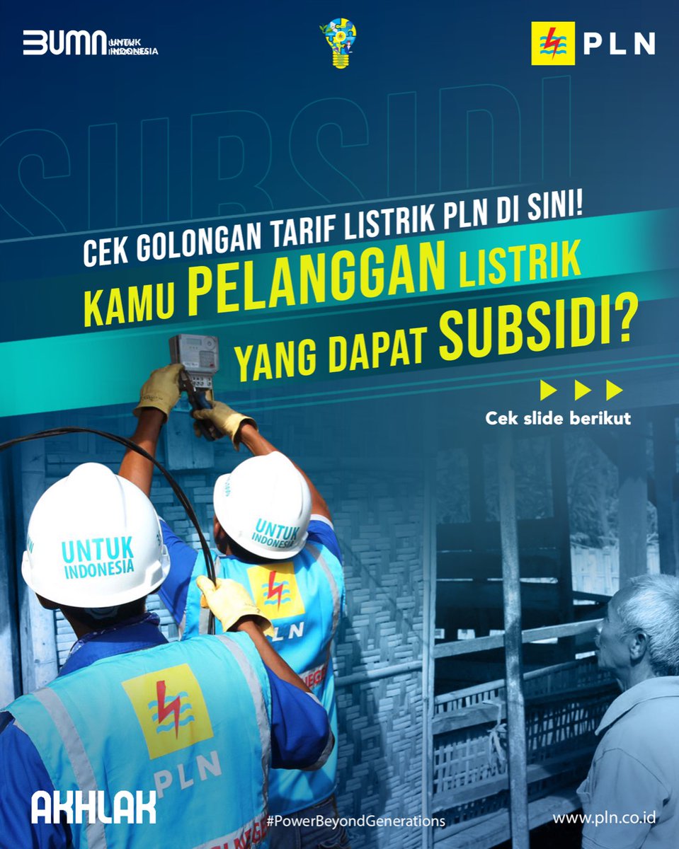 SahabatPLNJkt's tweet photo. Electrizen, pemerintah berkomitmen melalui PLN memberikan bantuan subsidi listrik untuk kelompok  masyarakat tidak mampu, sesuai amanah Undang-Undang (UU) Nomor 30 Tahun 2007, tentang Energi. https://t.co/qtyMyKOn4S