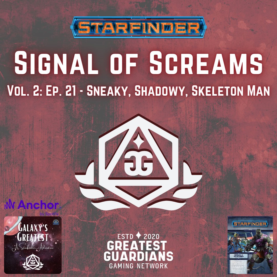 Gr8stGuardians's tweet photo. New #starfinder and #pathfinder2 #episodes are live in #podcast format!

The @GalaxyGreatest crew concludes their #adventure in the mines and the @GilesrienGr8st crew leaves Sagageisa behind!

#tabletop #ttrpg #gaming #homebrew #adventurepath #fantasy #scifi #horror #dnd https://t.co/OXp0wxxSUI