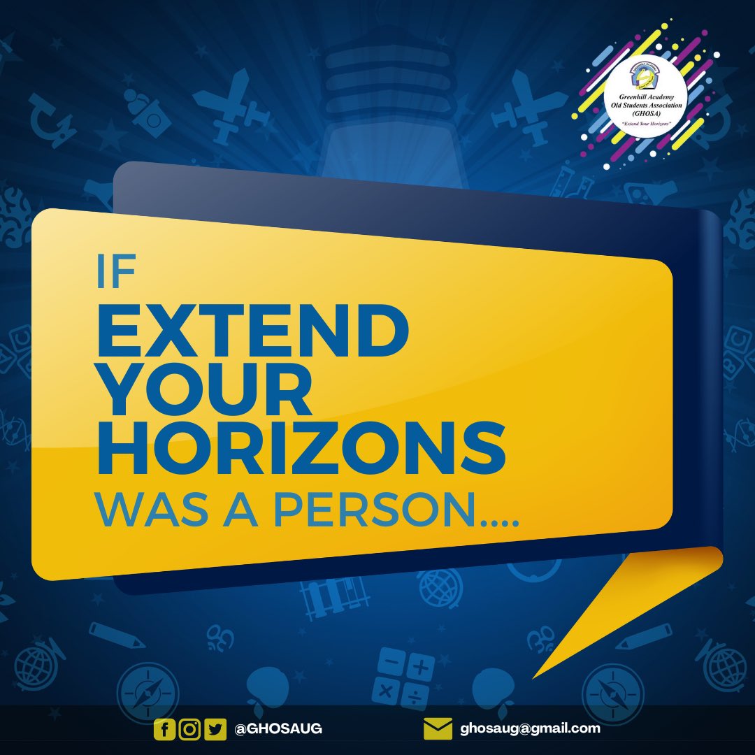 GHOSAUG's tweet photo. If Extend Your Horizons was a person, who would it be?
#ExtendYourHorizons #IAmGreenhill
Tag a GHOSA member who you think is extending their horizons π« https://t.co/XZIHpolD99