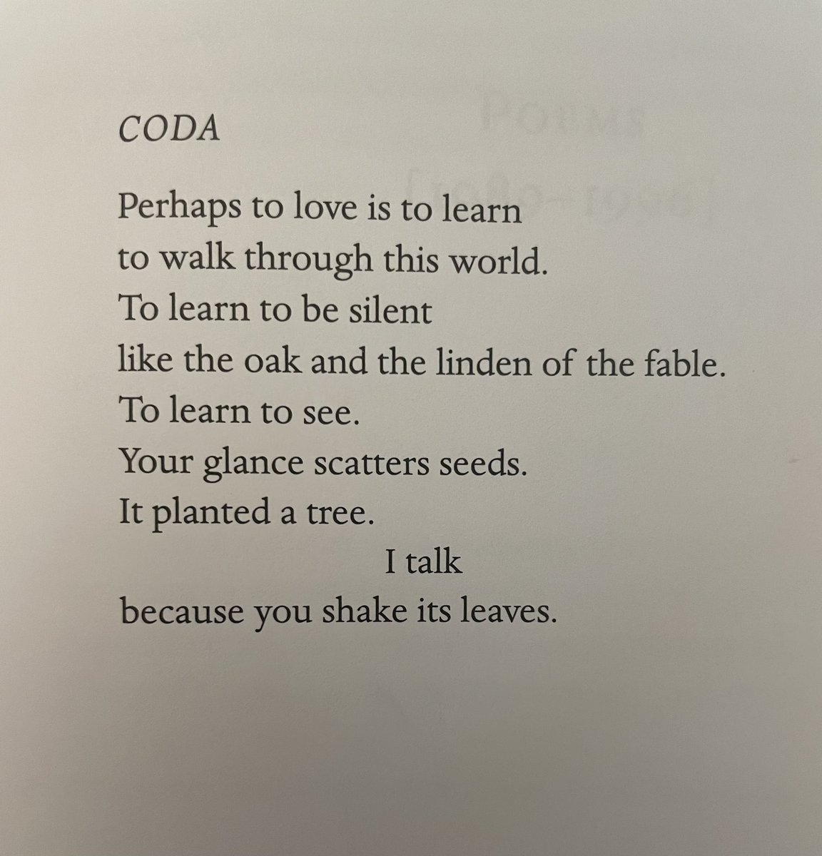 “Perhaps to love is to learn 
to walk through this world.”

—Octavio Paz 
(trans. Eliot Weinberger)
