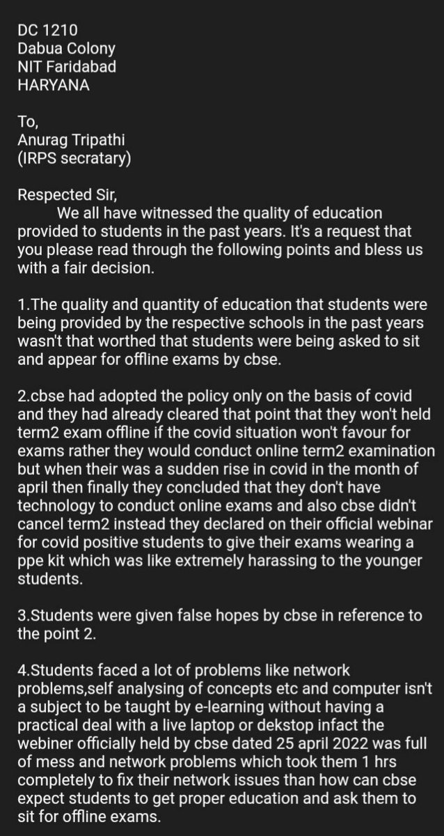 _KartikJha's tweet image. Today I submit the letter to the honourable IRPS SECRETARY Mr. Anurag Tripathi ❤️🙏🏻😌 #BestOfEitherTermsSubjectWise #ModijiHelpCBSEstudents2022 #CBSENews #cbseclass12 #BestOfEitherTerms @EduMinOfIndia @AllCBSENews @cbseindia29 @narendramodi @PMOIndia