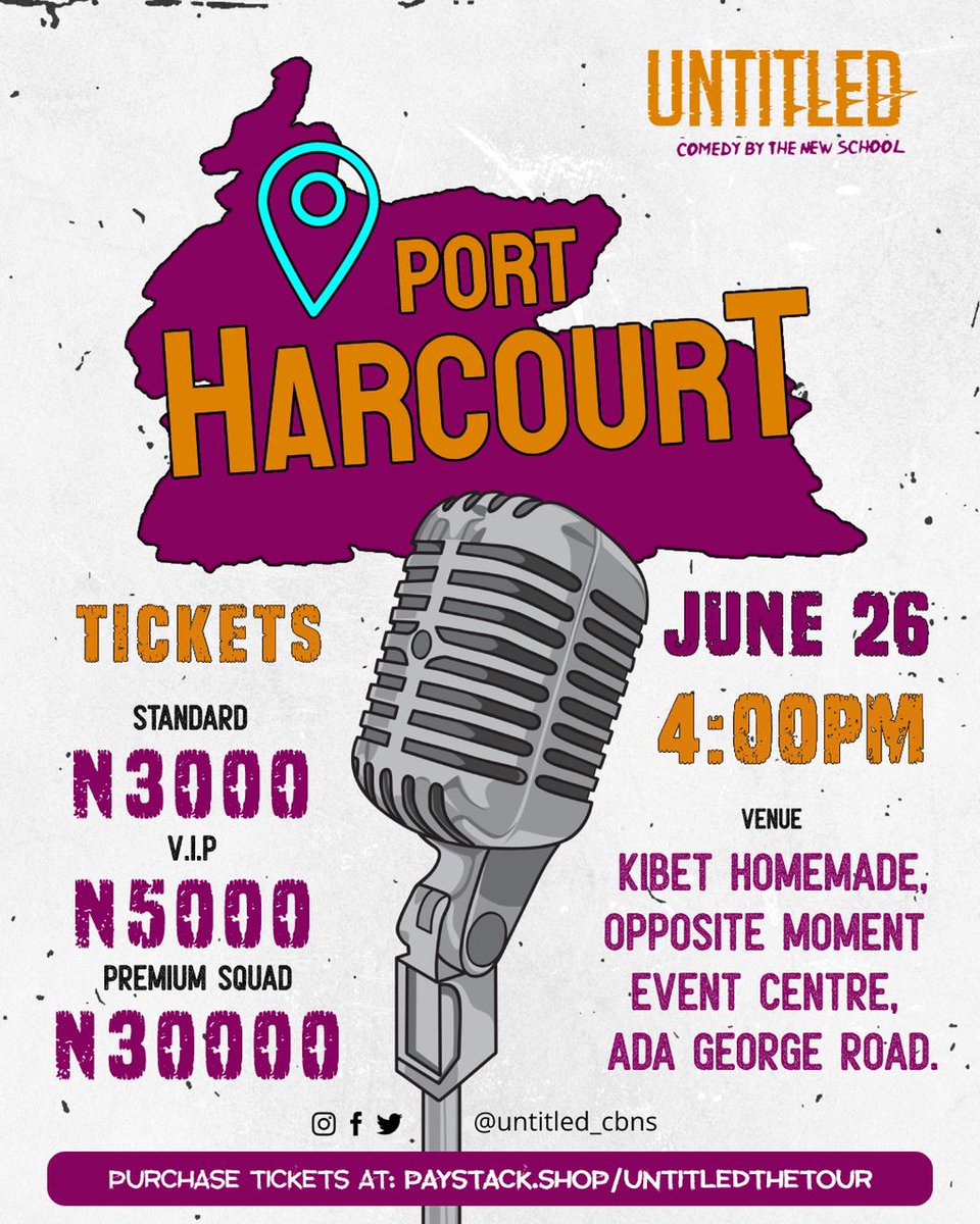 rita_ope's tweet photo. If you are in Port-Harcourt this month, Get ready for #UNTITLED Comedy ooo

Get your tickets here- https://t.co/mCCeyhHTQP

#UntitledCBNS 
@Untitled_cbns https://t.co/1BhZrMUbgF