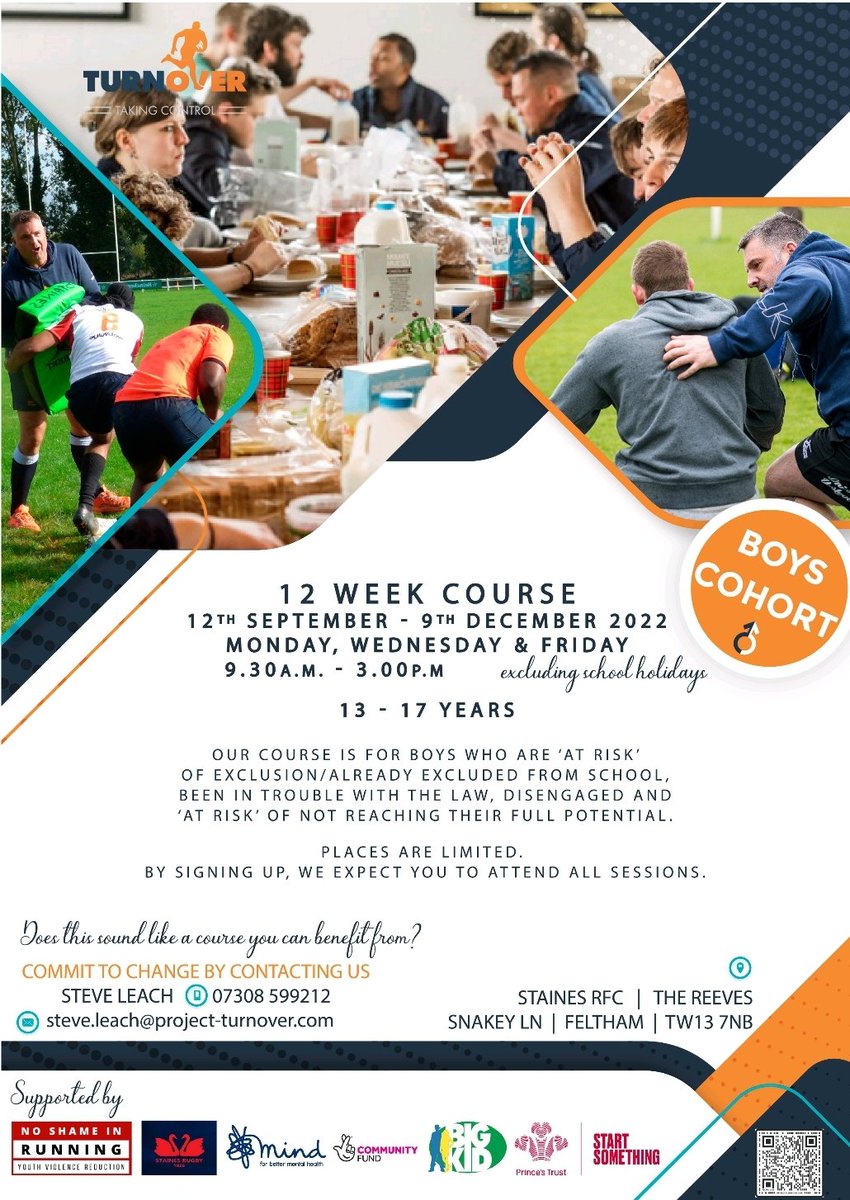🧡 COURSE BOOKING NOW LIVE 🧡

Our next Taking Control course is now live and accepting referrals.

project-turnover.co.uk/upcoming-cours…

TAKING CONTROL COHORT 7 SEPTEMBER 2022

Spaces are limited so please reserve your space soon.

#takingcontrol #sportforgood #changinglivestogether