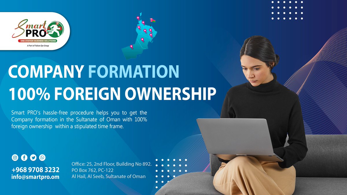 Smartprooman's tweet photo. Smart PRO's hassle-free procedure helps you to get the Company formation in the Sultanate of Oman with 100% foreign ownership within a stipulated time frame.

#smartPRO https://t.co/QKZ7W1xkmq