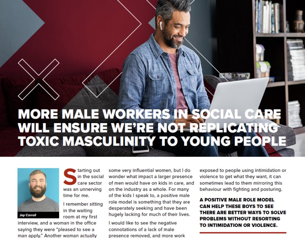 #SWNMag

"More male workers in social care will ensure we're not replicating toxic masculinity to young people," says 
Jay Carroll from <a href="/FABRICTCLC/">FABRIC Family</a> in our Summer 2022 issue.

issuu.com/socialworknews… #socialwork