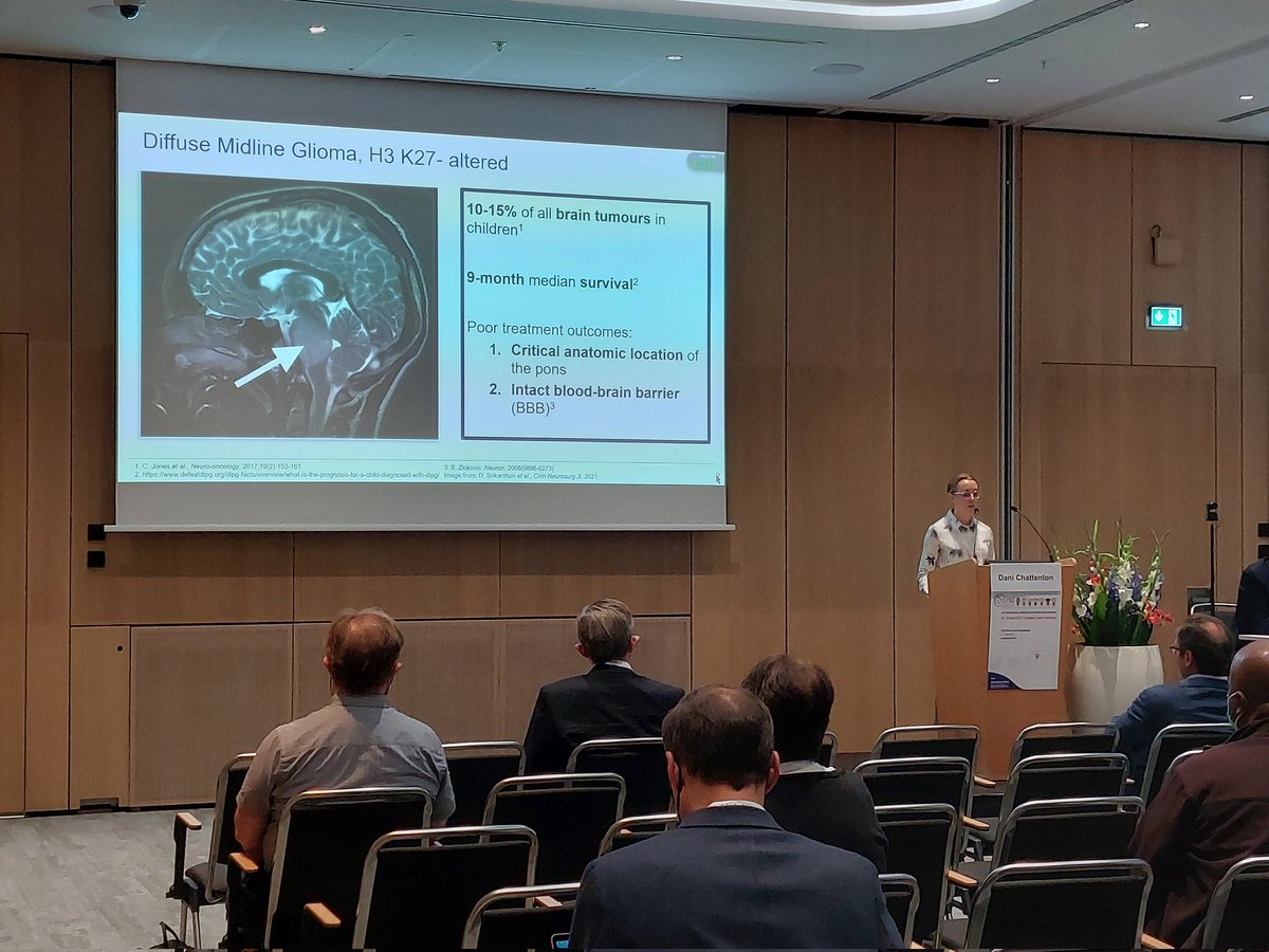 A great talk from <a href="/DaniChattenton/">Dani Chattenton</a> at #ISPNO22 on her work towards testing focused ultrasound and microbubbles to deliver drug to the pons to treat #DIPG