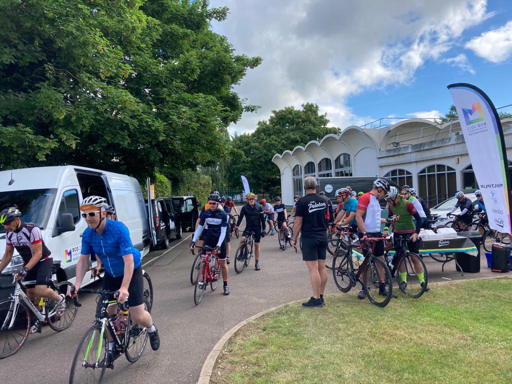 ClubPeloton's tweet photo. Day 2 of the @BCO_UK Cycle Challenge 2022 is underway. Today it’s 131km from Northampton to Burton upon Trent. https://t.co/hW5XczdwLo