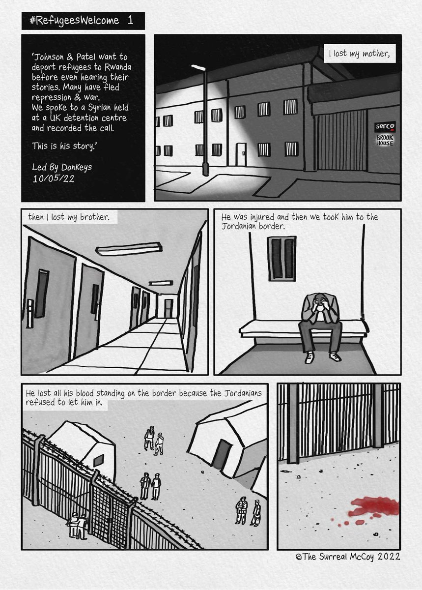 This is the story of a Syrian refugee as told to <a href="/ByDonkeys/">Led By Donkeys</a>. Currently in detention, he is under imminent threat of deportation to #Rwanda. Posting a page a day.
#RwandaNotInMyName #Rwanda #StopTheFlights