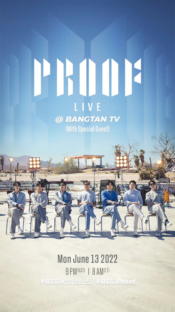 BTSのProof Liveが開催決定！！

開催日
・6月13日 21:00

本日夜9時より、バンタンのスペシャルライブ「Proof Live」が開催されます！
Yet To Comeを含む数曲を披露し、今回のアルバムや新曲について紹介する予定です。
皆さんアミボムを持って参戦準備を🔎

詳細はこちら🌷
bts613-bighit.com/bts-proof-live/