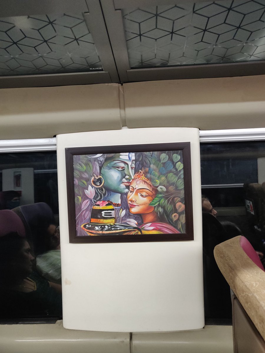 sunitarora's tweet photo. Here again, there's art on the wall, but it's definitely not secular for a train that carries Indians of all persuasions. @RailMinIndia
#theead https://t.co/akKttX8MOM