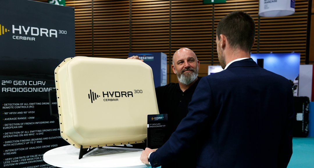 CERBAIR's tweet photo. Meet our new module #HYDRA300, detecting all emitting drones and RC operating from 400 MHz to 6GHz. For first time presented, only at Eurosatory. #CUAS #CUAV #innovation #dronemitigation #dronedetection #dronesafety @GICAT_FR @generate_innov @Gican_InduNav @Safe_Cluster https://t.co/0ZaaLvvDnE