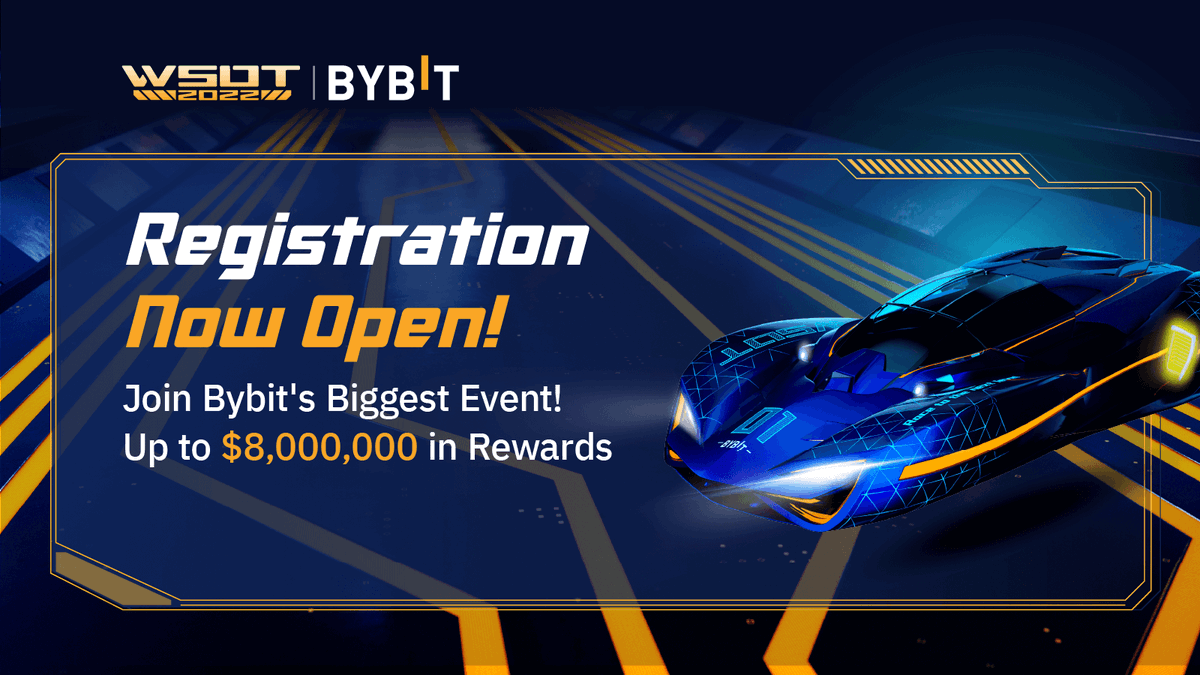 😎 Registration is now open! 

🔥 Starting the round of rewards in preparation for #WSOT2022!

🤩 We will be giving away $5 #BTC coupons &amp; lucky draw chances to win from our $1 Million Prize Pool!

👇🏻 Find out how in the links below!

#Bybit #RaceToTheNextLevel