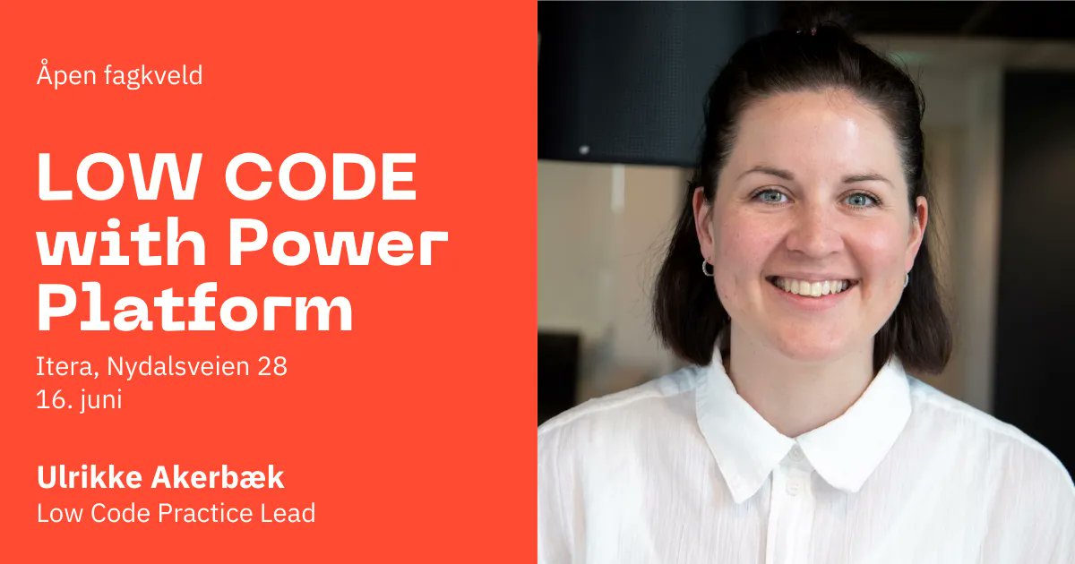 Torsdag 16/6 er det åpen fagkveld hos Itera i Nydalen med Low Code og Power Platform som tema. Gratis og åpent for alle. Kom til mat 16.30, faglig fra kl. 17.00-19.00, og så videre på pub fra kl. 19.30. Påmelding: buff.ly/3twkncW
#PowerPlatform #LowCode #SmartTalk #Code