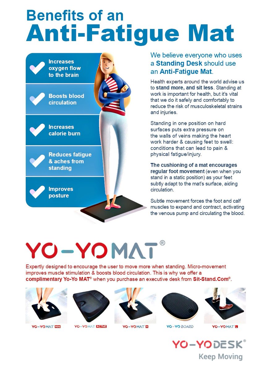 Why Are Anti Fatigue Mats So Important to Use with a Standing Desk? #keepmoving

These Benefits will bring a Huge Change to your Work life.
👉 lnkd.in/d_CyRT6g

<a href="/YOYODESK/">Yo-Yo OFFICE®</a> - Passionate about -#sitless #movemore #keepmoving for #workplace