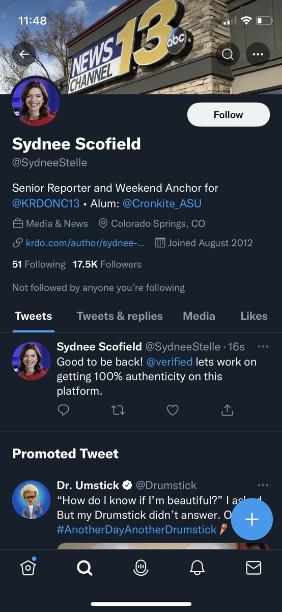 If you have a minute, please go report @SydneeStelle. This account is impersonating mine. Thanks!
