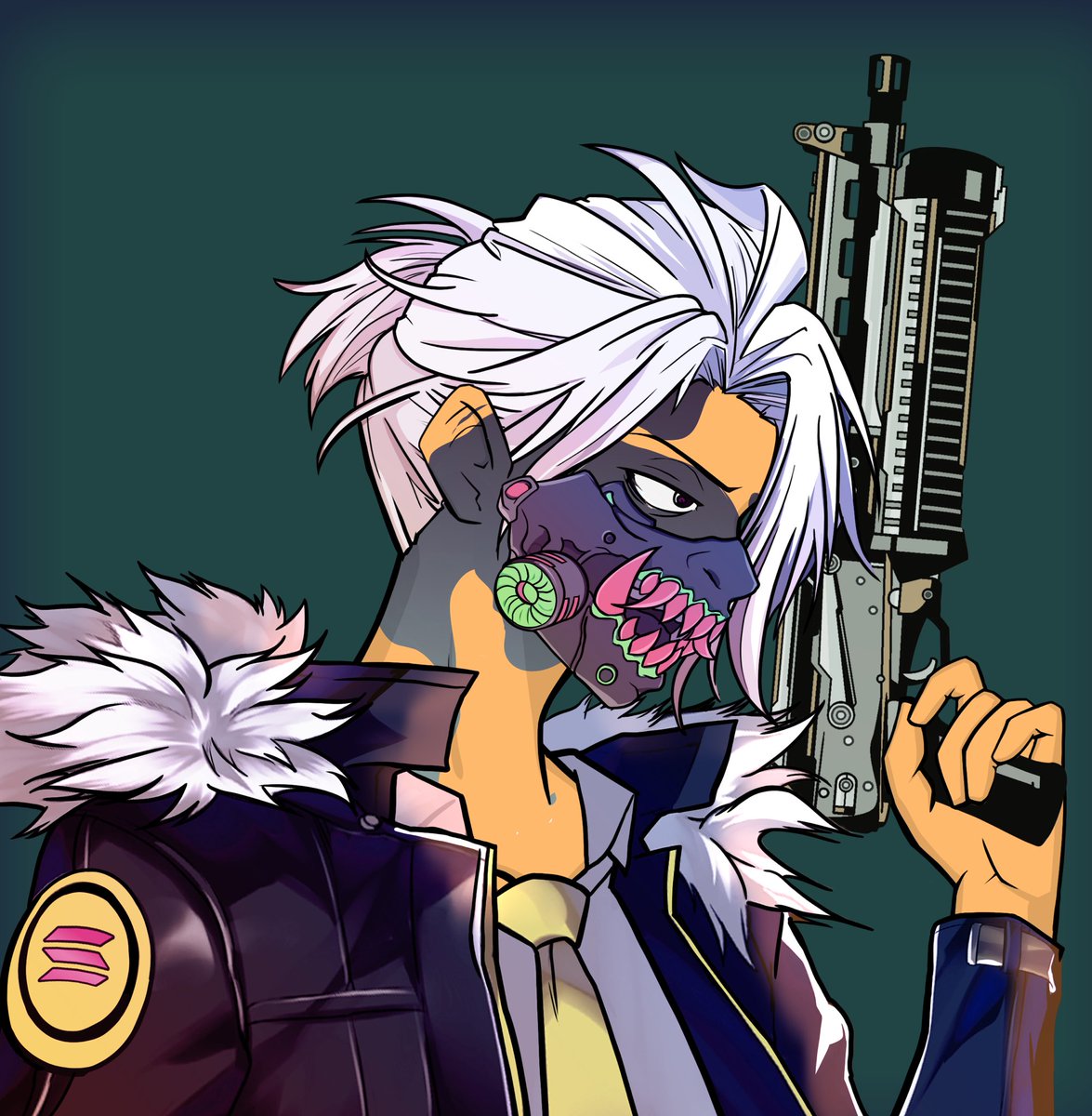 BecherMarian's tweet photo. Looks cool with the mask and white hair!!! oh and Solana symbol on his shoulder 😍😍@SukonNFT 
#NFTCommunity #NFTs #NFTGiveaway #nftart #NFTartists #DIscord #NFT #NFTCollection #nftcollector #NFTfamily #NFTfamily #NFTcollections  #Memes  #NFTdrops #NFTProject #nftcollectors https://t.co/UW5zumG3ns