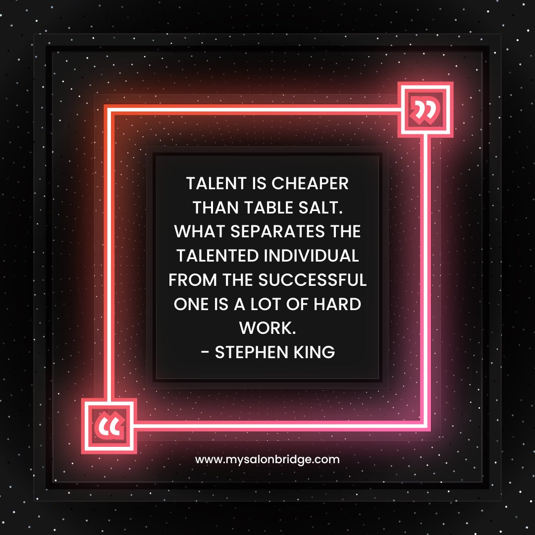 salon_bridge's tweet photo. Hard work beats talent when talent doesn't work hard...every time! A new week with new goals...let's smash them together 🚀

#salonbridge #motivation #quote #newweek #newopportunity #bookingsoftware #onlinebookings #newweek #workhard https://t.co/9J7u2ek4y0