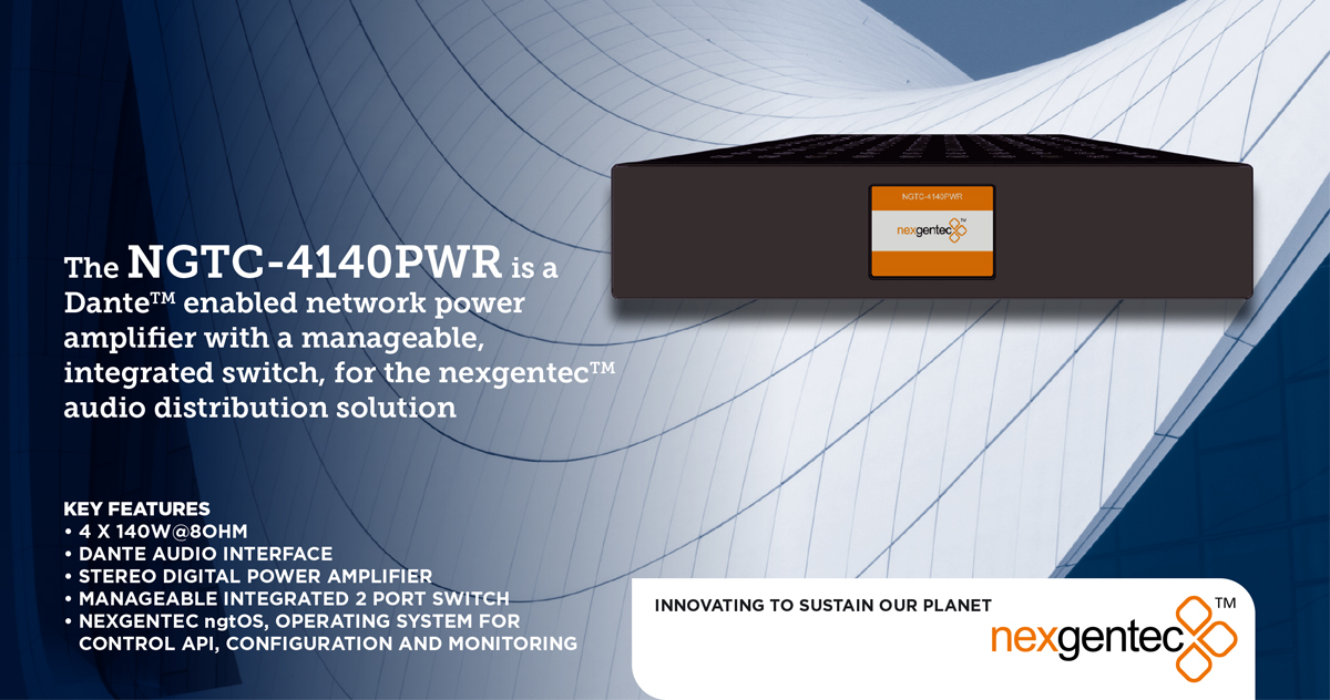 Nexgentec1's tweet photo. Run out of #cables? The NEW! NGTC-4140PWR has a 2 port lan interface with a managed switch already integrated, so you can now choose whether to use 1 or 2 network cables, while still keeping separate VLANs for audio and control! Also: #bridgeable #nexgentec = maximum #flexibility https://t.co/AMnNdgDb2e