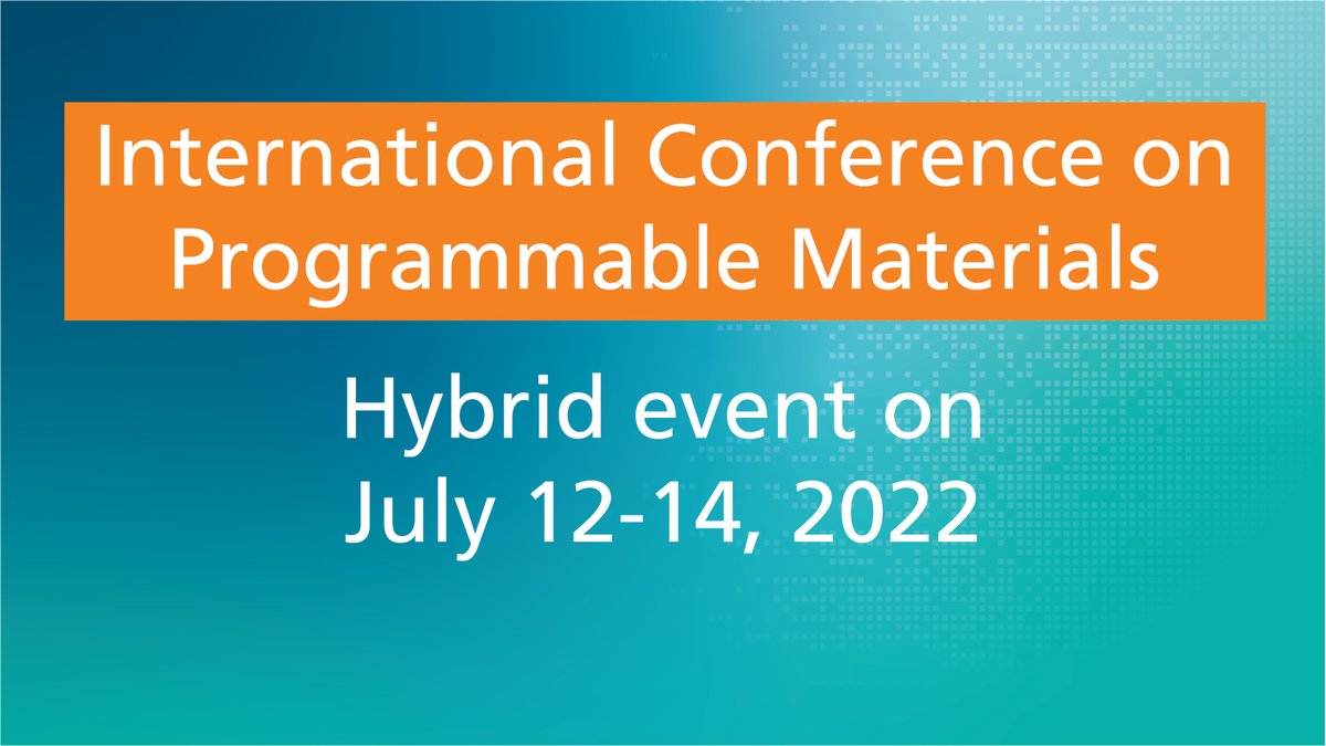 Fraunhofer_IBP's tweet image. The International #Conference on Programmable #Materials 2022 will take place as a hybrid event on July 12-14, 2022 in Berlin at the Fraunhofer-Forum. We are looking forward to your participation!
progmatcon.com/en/participati… #science #materialscience #fraunhofer