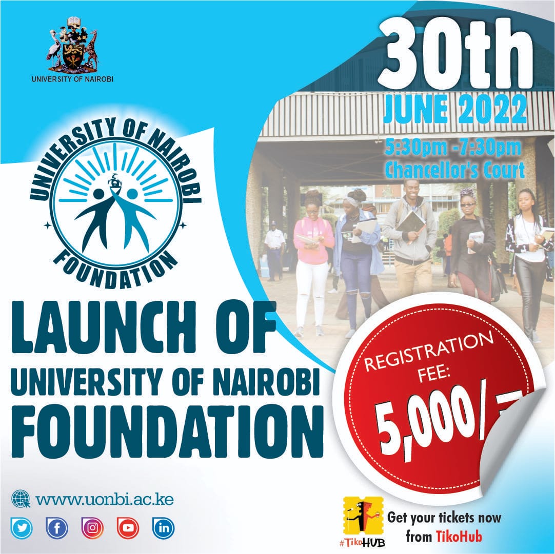 Good morning! We have 17 days to go to the launch of the #UoNfoundation ! We are calling on all alumni and friends of the University to register for the biggest launch dinner set to take place on Thursday, June 30, 2022 from 5:30 pm 
Get your tickets now tikohub.co.ke/resources/even…