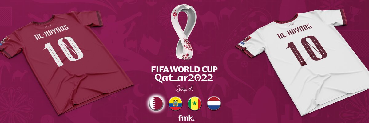 fmkdesign's tweet photo. Qatar World Cup 2022 Concept Kits - Group A
.
@QFA_EN @nikefootball 
.
#qfa #Qatar2022 #Qatar #WorldCup #WorldCup2022 #football #footballkit https://t.co/KnJqUXZFts