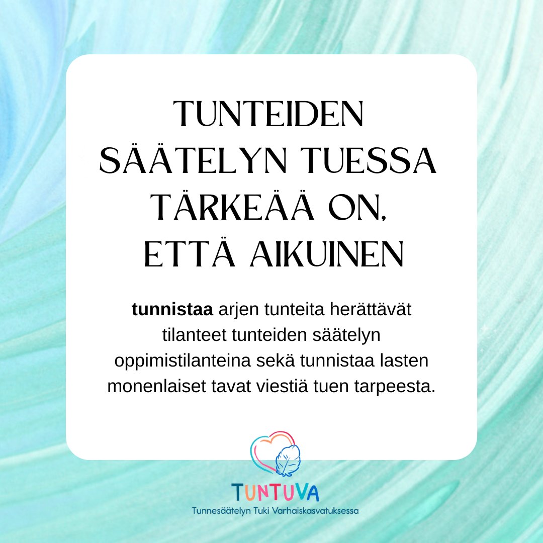 tuntuva's tweet photo. TunTuVa:n 4T-toimintamallin keskeiset avainkohdat tunteiden säätelyn tukeen: Tiedosta, Tunnista, Tue ja Tarkkaile. #tunteidensäätely #tunteidensäätelyntuki #varhaiskasvatus #tuntuvahanke @Opetushallitus Lue lisää: https://t.co/y7pbWE7bHP https://t.co/rsEyzGGbby
