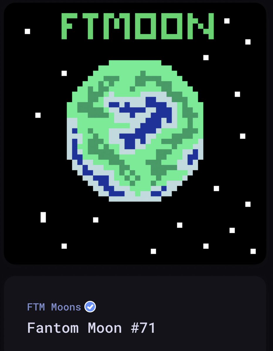 my latest $ftm #nft

 <a href="/Fantom__Moon/">FTMoon</a> OG fantom NFT with only 100 ever 👀 

I know a lot of big holders with no intention of selling… 🌖👻

<a href="/FantomCG/">FantomCG</a> <a href="/tinfoilrealist4/">TinfoilRealist.Eth 🦇🔺👻</a> <a href="/Cryptostoof/">ChrisRock</a> @ftm_hotd0G 
<a href="/paint_swap/">paintswap</a> <a href="/_TrueVoodoo/">Lawrence | SwolLyfe</a> 
#moonszn