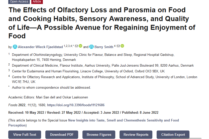 #mdpifoods 
🔍Recommend the latest paper doi.org/10.3390/foods1…

"Cooking habits and food preferences differ in patients with olfactory disorders. Especially severe parosmia is associated with weight loss. More focus on regaining the enjoyment of food is needed."