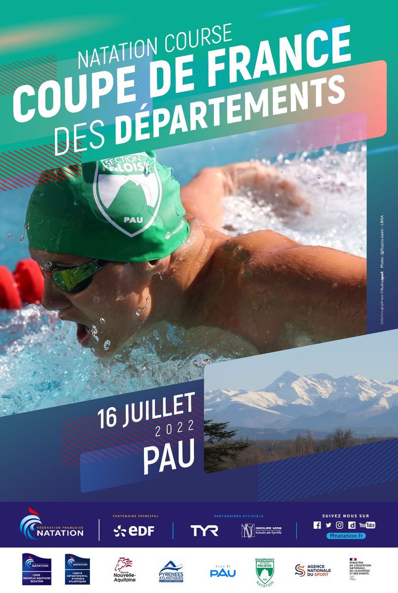 ffnatationLNA's tweet photo. 🇫🇷 La billetterie des Championnats de France Jeunes et Coupe de France des Départements à Pau est ouverte !

🔗 Lien vers la billetterie Championnats de France : https://t.co/rV73JRRBHX
🔗 Lien vers la billetterie Coupe de France : https://t.co/g65vzZpVPE

#FFNPau2022 https://t.co/2FYPtHEj6O