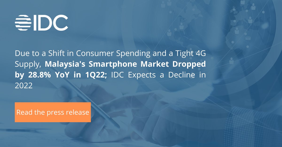 IDCASEAN's tweet photo. Malaysia #smartphone declined 28.8% YoY in 1Q22 due to a shift in consumer spending and a tight 4G Supply. #Samsung maintained its leadership position, #Xiaomi took the second spot, followed by #OPPO. 

Read the press release: https://t.co/y9Qt0pD0hW https://t.co/NtoVh81QDQ