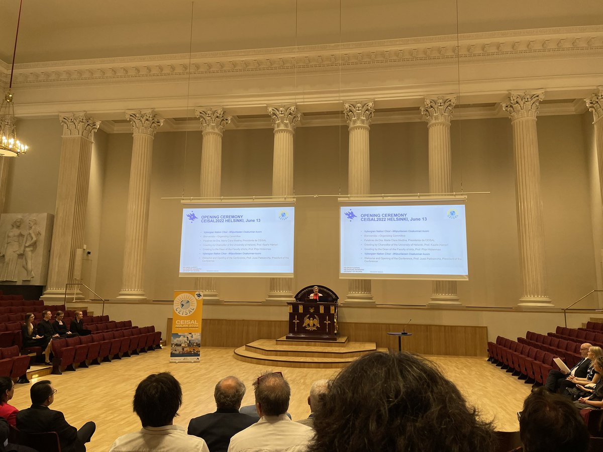 MargheritaValPi's tweet photo. “We have heads and woods..” Pirjo Hiidenmaa Dean Faculty of Arts #CEISAL2022 @helsinkiuni https://t.co/5mC7uoMc4s