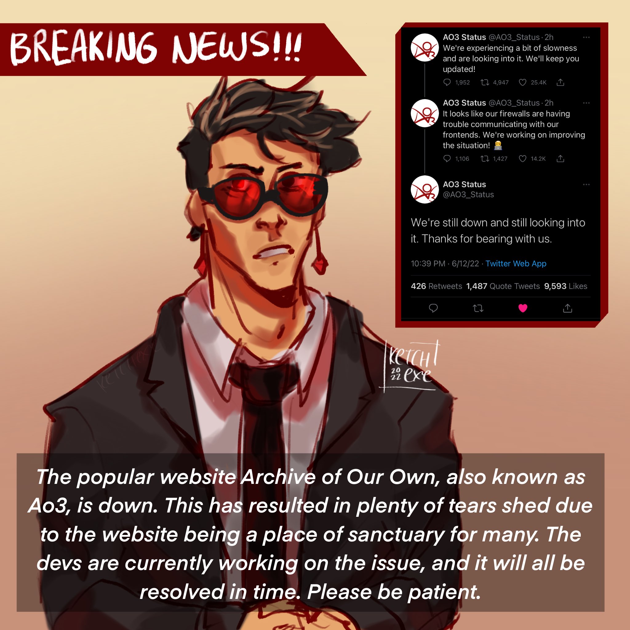 Ketch Gimme Those Hats Pally Ao3 Status Man It S Been Down Long Enough For Me To Draw This Lmao Breaking News Ao3 Is Down And The People Are Deprived Of