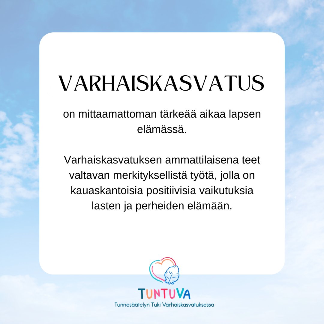 tuntuva's tweet photo. #TunTuVahanke aikana olemme konkreettisesti saaneet nähdä sen huikean ammattitaidon, lämmön ja herkkyyden, joka varhaiskasvatuksen ammattilaisissa on. Hankkeen loppuessa haluamme kiittää kaikkia tavalla tai toisella mukana olleita. #Varhaiskasvatus on kaiken panostuksen arvoista! https://t.co/Bd8zrD3nkK