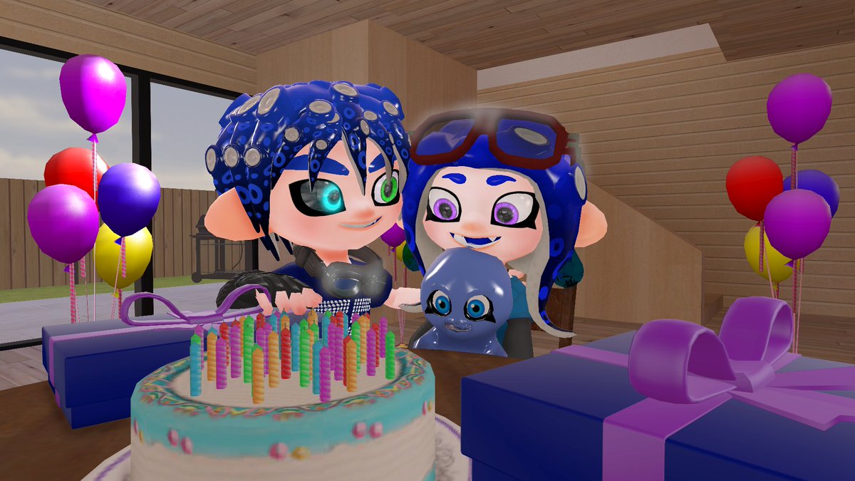 MetroGamer21's tweet photo. Caster and Melody, celebrating Azura's birthday, today.

[Azura is the OC of @gsnmaster75] https://t.co/bGp5cfuMfk
