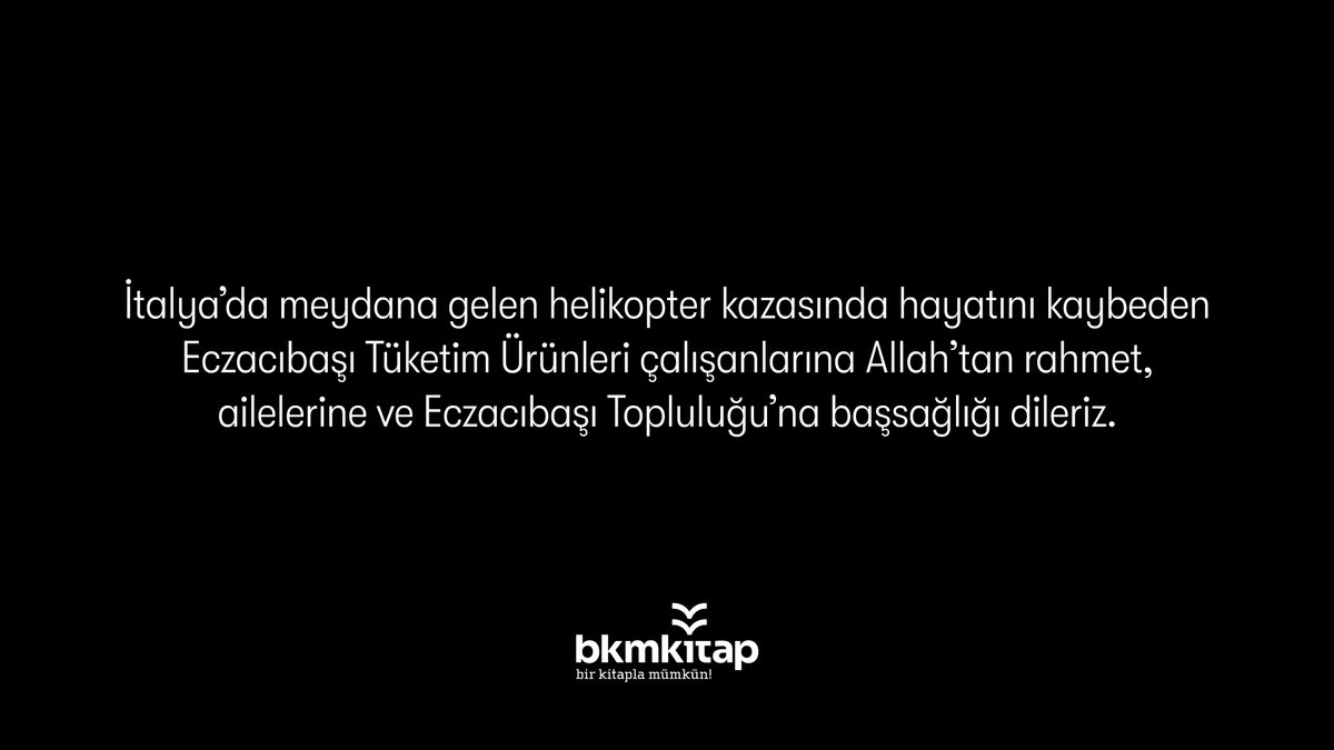 İtalya'da meydana gelen helikopter kazasında hayatını kaybeden Eczacıbaşı Tüketim Ürünleri çalışanlarına Allah'tan rahmet, ailelerine ve Eczacıbaşı Topluluğu'na başsağlığı dileriz.