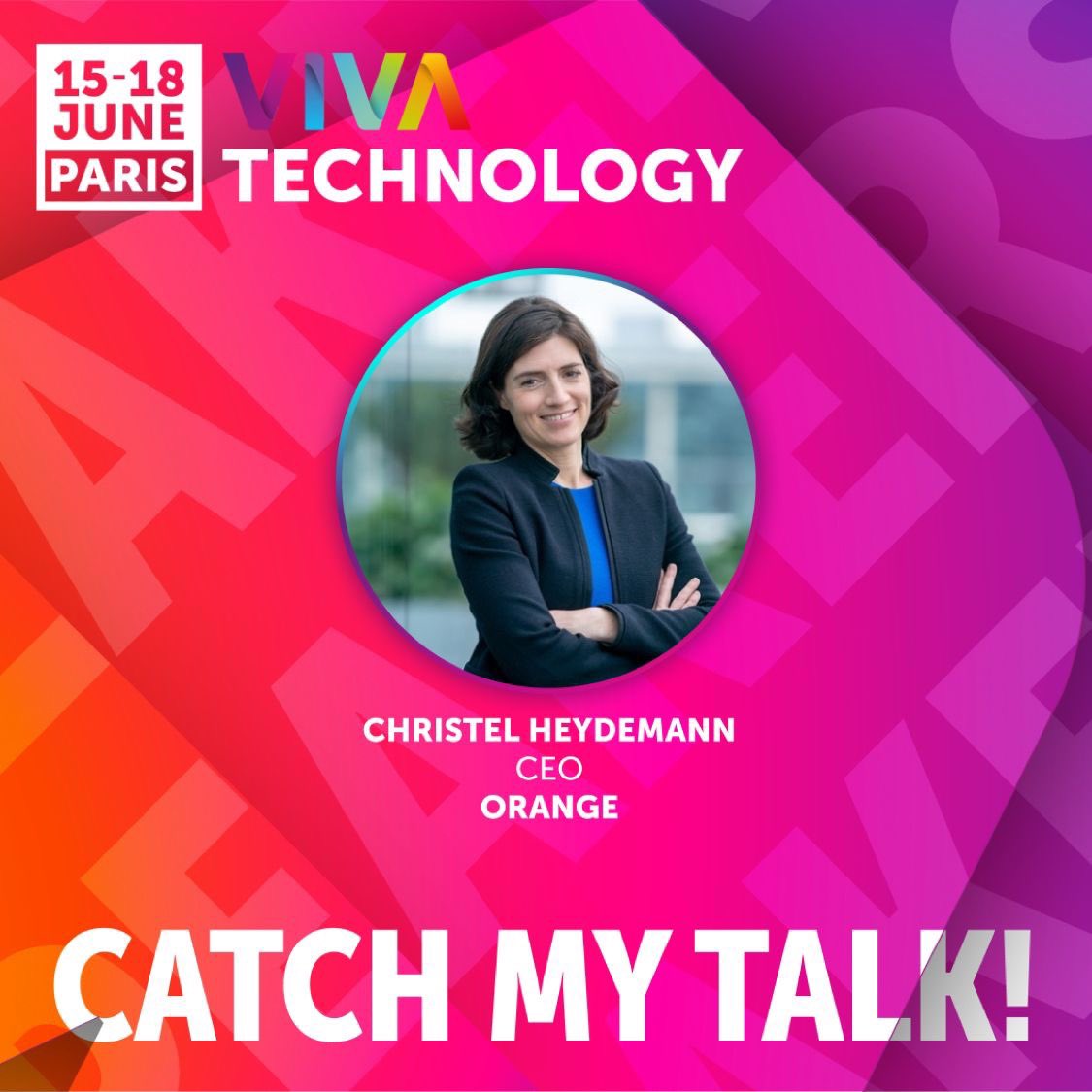 15 juin 11h05 #VivaTech avec Christel Heydemann CEO <a href="/orange/">Orange</a>
#VivaTEch2022 #Innovation 
<a href="/Cheydema/">Christel Heydemann</a> <a href="/VivaTech/">VivaTech</a> <a href="/loutro1990/">Martine Le Jossec 🎈 #Communication #FeelGood 🙏🏼</a>
