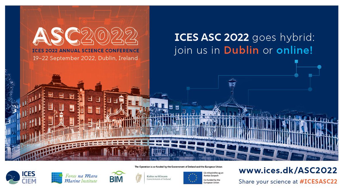 Join the marine science event of the year: REGISTRATION now open for hybrid #ICESASC22! 
Join us in Dublin in September - or join us online!
✏️ Register today: bit.ly/3ahWaQK
🗣️ Check our keynotes: bit.ly/3PDLj3C
💡 View all sessions: bit.ly/3wF0zWJ