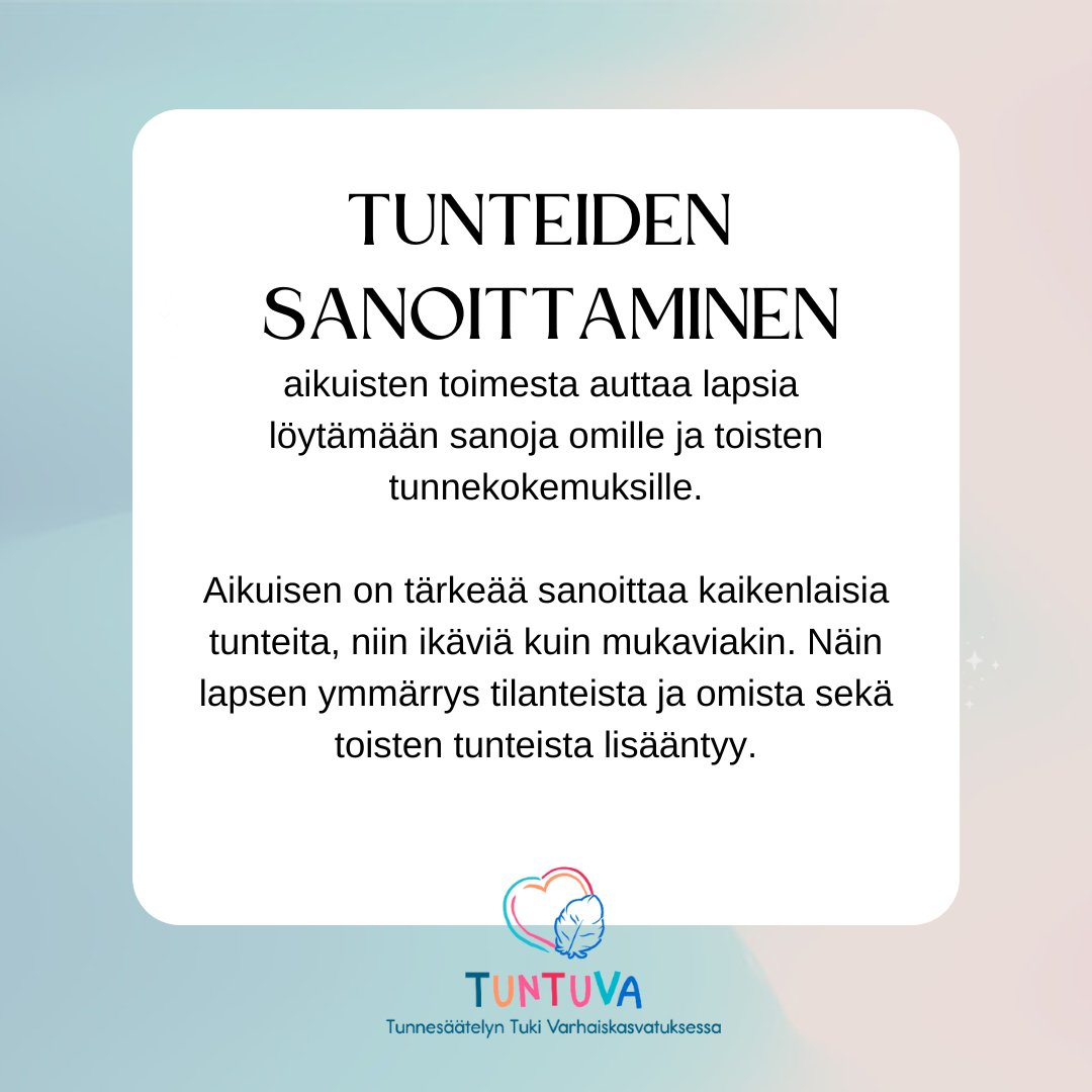 tuntuva's tweet photo. Alla muutamia ajatelmia siitä, mitä tunteiden säätelyn tuella voidaan saavuttaa ja miten. Mitä itse lisäisit listaan? #tunteidensäätely #tunteidensäätelyntuki #varhaiskasvatus #tuntuvahanke @Opetushallitus https://t.co/xI4YnURG0Z