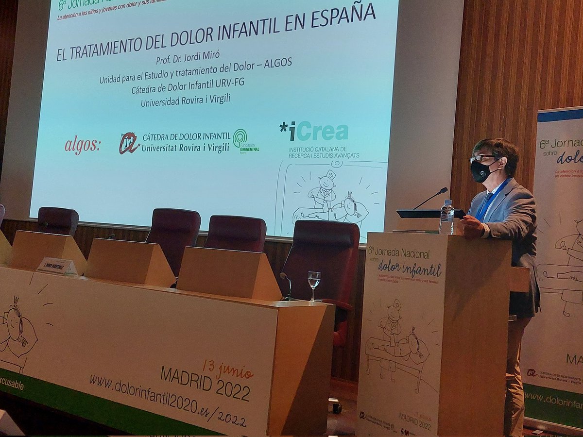 dolorinfantil's tweet image. "El 46% de los niños y niñas de 8 a 18 años tienen algun tipo de dolor crónico. El 4%, de alto impacto, más de 300.000 niños y niñas en España". @DrJordiMiro, de la Càtedra de Dolor Infantil @universitatURV @Grunenthal_es #dolorinfantil2022