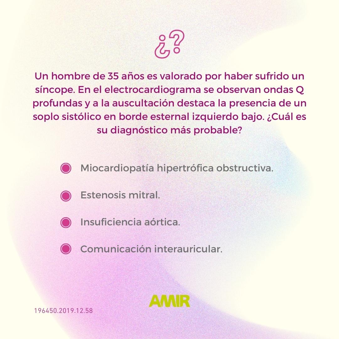 academiamir's tweet photo. Pregunta sencilla y por ello importante no fallar el día del #MIR: hombre joven + síncope + soplo sistólico.
çhttps://t.co/YBnqJvtaBY
#PreguntasMIR #PrepararMIR #AMIR https://t.co/mM1tUO1s1O