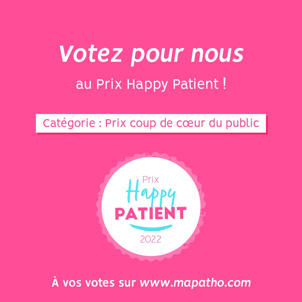 kourirfrance's tweet photo. Kourir n’a pas été nominée dans sa catégorie pour le #prixhappypatient organisé par Mapatho. Mais nous avons une chance de gagner le #Prixcoupdecœurdupublic.
🗳A vos votes pour Kourir !
👉 https://t.co/2SrUhxt1bz
#concours #prixhappypatient #mapatho #kourir #aji #arthrite #vote https://t.co/GSI3c99mlY