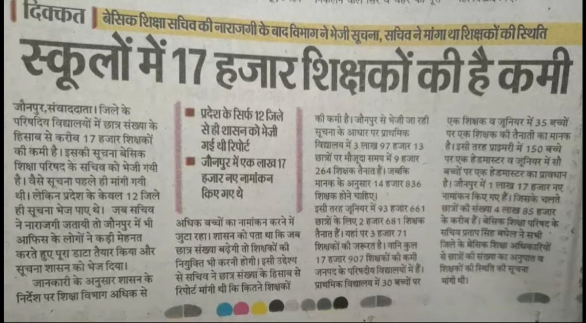 ज्ञात सूचनाओं के आधार पर बिजनौर में लगभग6222
सोनभद्र में लगभग4569
बिजनौर में लगभग17000
 पद रिक्त है ये तो कुछेक जिलों की बानगी भर है
16 जून से विद्यालय पुनः खुलेंगे नामांकन पुनः प्रारम्भ होंगे तो पदो की संख्या और बढ़ेगी लेकिन बेसिक शिक्षा विभाग है कि उसके कान पर जूं तक न रेंगती।