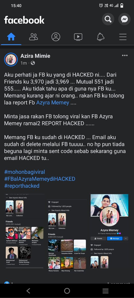 azyramemey07's tweet photo. Minta jasa rakan tweet aku tolong report fb aku di hacked... Fb aku sekarang di guna oleh orang tidak di kenali 🙏🏻🙏🏻..

Tolong report... https://t.co/l6jlgGo1g0