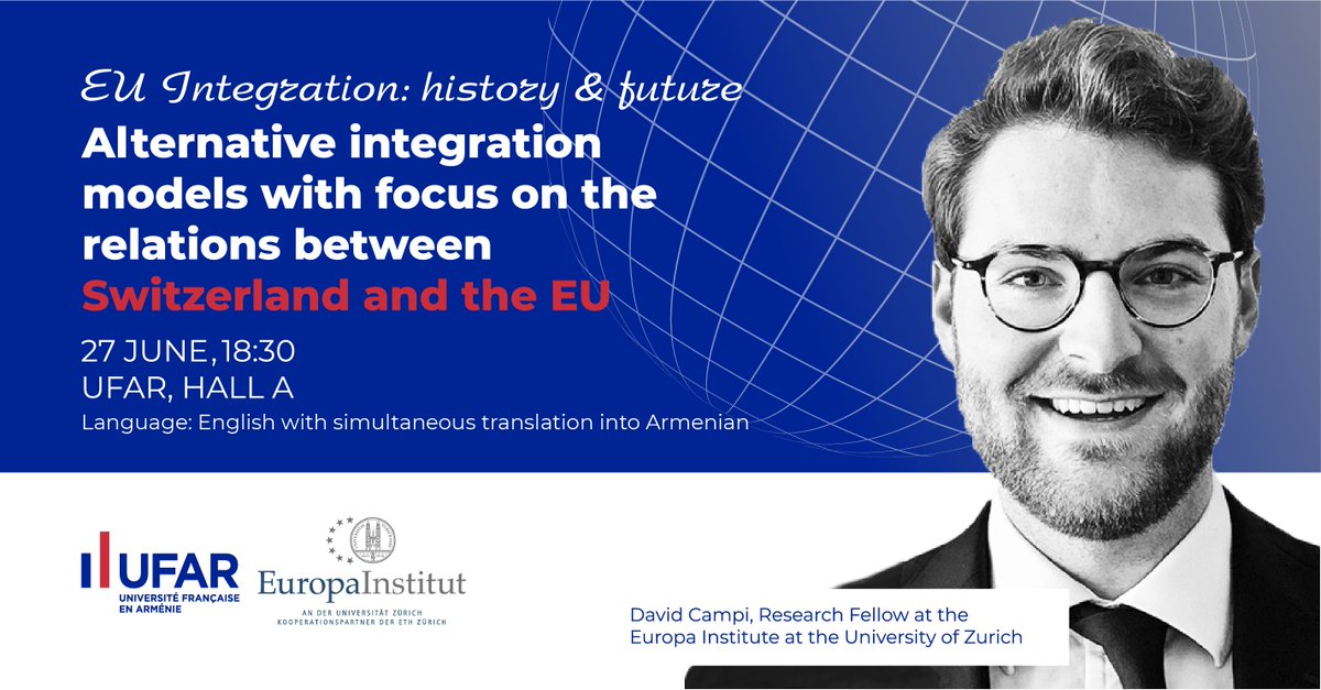 UFAR organizes with the Europa Institute of the University of Zurich (<a href="/EIZ_Zurich/">Europa Institut an der Universität Zürich (EIZ)</a> ), a Summer Course on the theme of European Integration.
In this context, an exceptional conference is planned with simultaneous 🇬🇧-🇦🇲 translation.