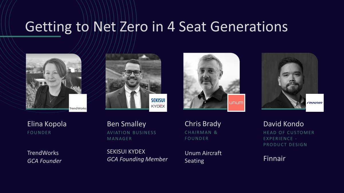 SEKISUI_KYDEX's tweet photo. Curious about how the Aviation Industry will "get to Net Zero in Four Seat Generations"? Join us at the Passenger Experience Conference panel session with Elina Kopola, Chris Brady, David Kondo, and Ben Smalley. https://t.co/zkPINqQWqP